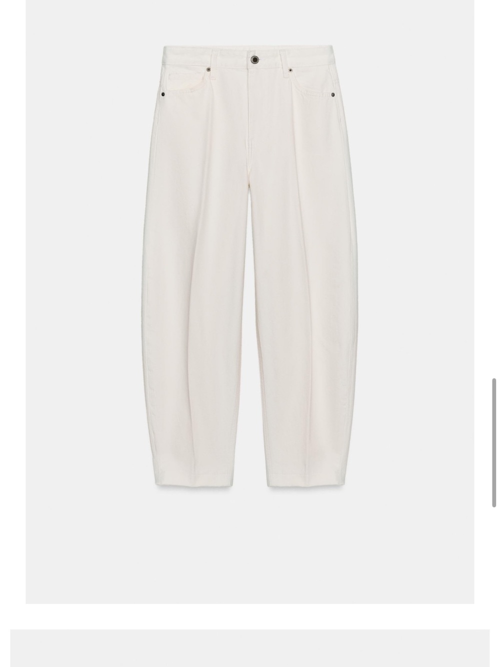 Zara high-waisted barrel leg pants light beige/ cream colour size XL 26" inseam